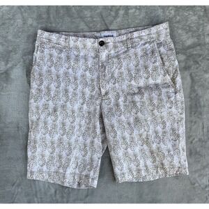 GOODFELLOW & CO Tan White Pineapple Linden Short Shorts w Pockets Mens Size 34